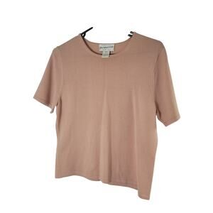 VTG Pendleton Women's 100% Merino Wool Pink Short Sleeve Pullover Sweater Size M